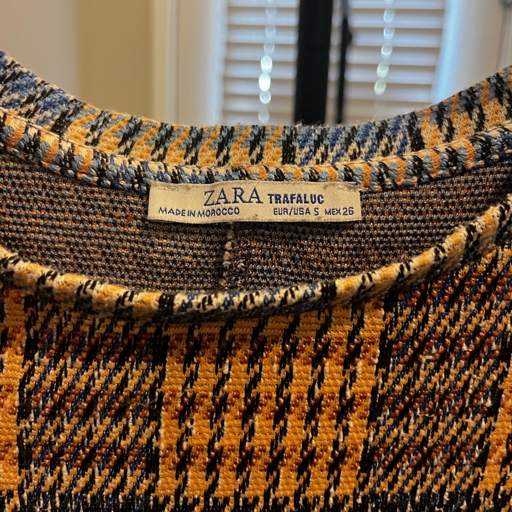 ZARA Tweed Plaid Fringe-Trim Shift Dress – Size Small - Picture 10 of 15